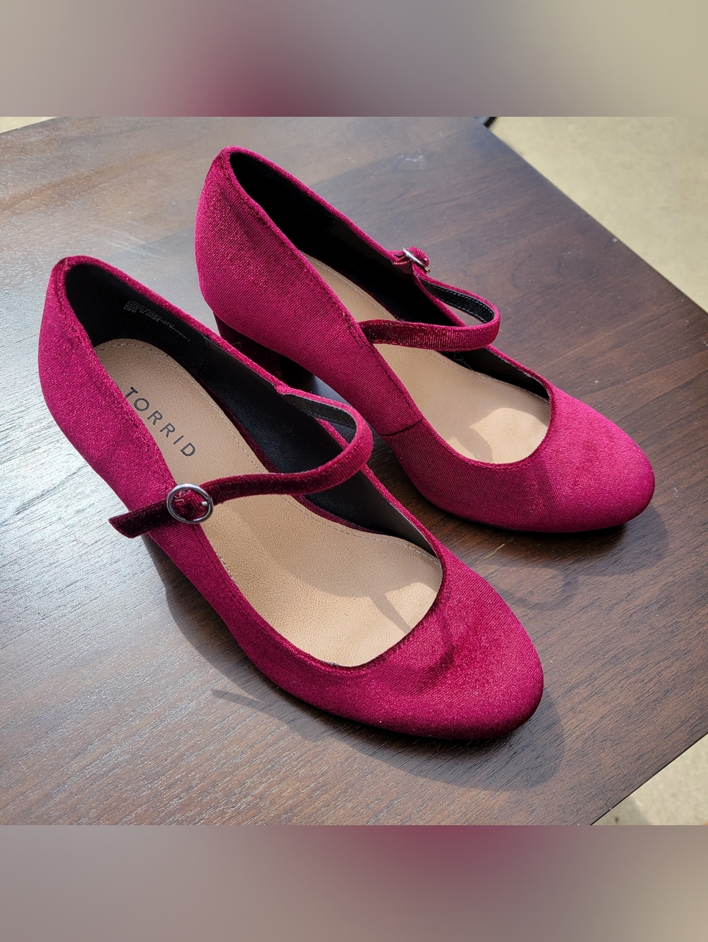 Torrid Women's Mary Jane Heels in Burgundy Velvet 9WW